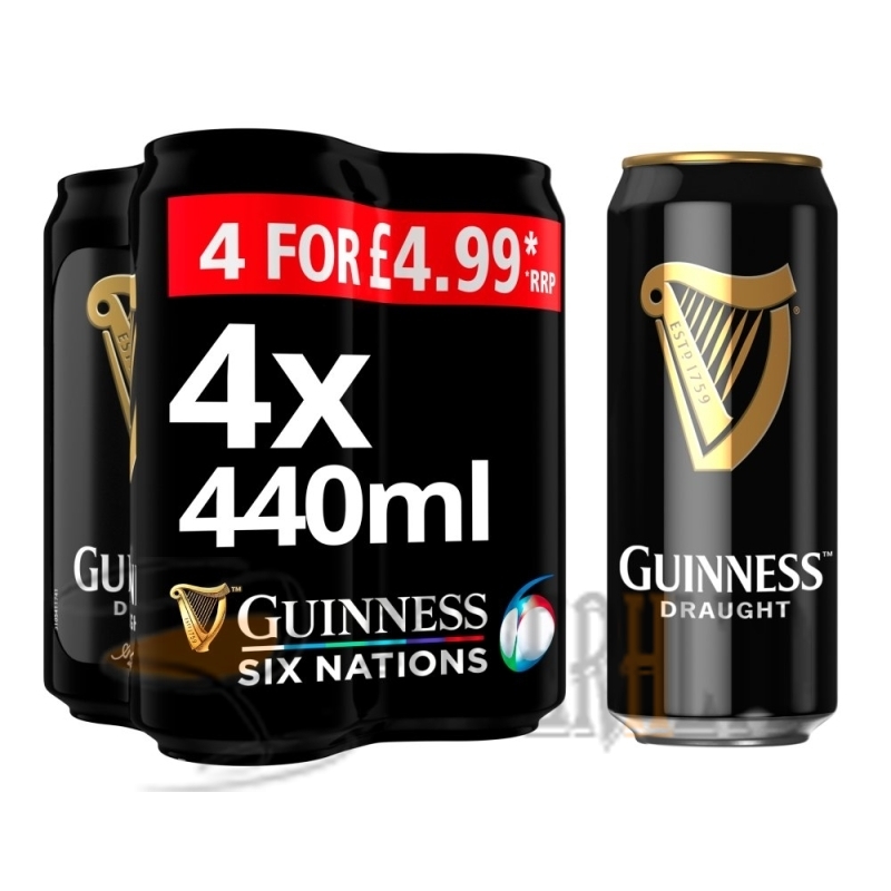 Six Pack Cerveza Guinness Draught 440ml c/u 