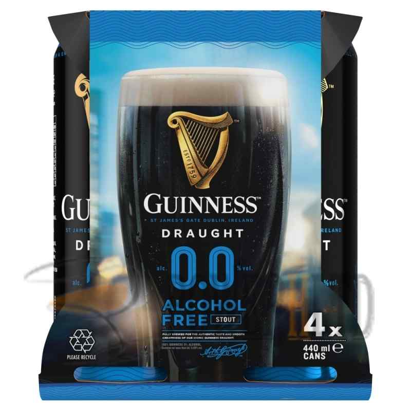 Guinness Draught 0.0% Non-Alcoholic Beer 4 x 440ml Pack