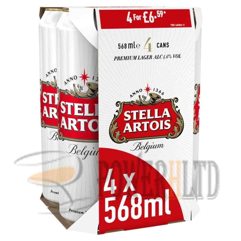 Stella Artois Belgium Premium Lager Beer Cans 4 x 568ml PMP